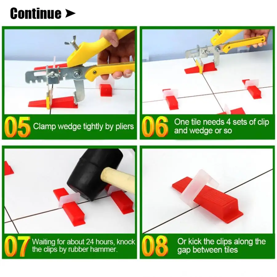 Floor Wall Plastic Clips Tile Leveling System Tools 600 x Clips+ 200 x Wedges+ 1 x Pliers