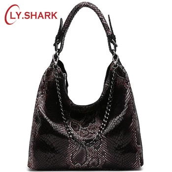 

LY.SHARK Famous Brand Serpentine Pattern Genuine Leather Handbags Women Bag Female Crossbody Shoulder Messenger Bag Tote Hobos