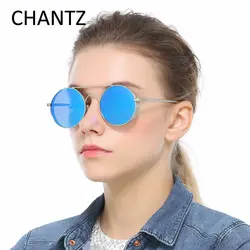 Новые круглые очки стимпанк Для женщин поляризованный отражающее зеркало вождения солнцезащитные очки для Для мужчин бренд оттенки Lunettes De