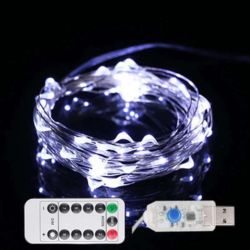 Светодиодная гирлянда с медным проводом 10/20 м 100/200 светодиодов питание от USB