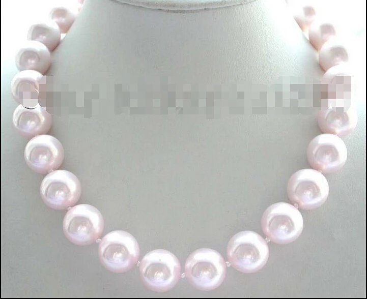 

FREE SHIPPING>>>@@ > Natural 16mm Pink Round Shell Pearl Necklace!^^^@^Noble style Natural Fine jewe &