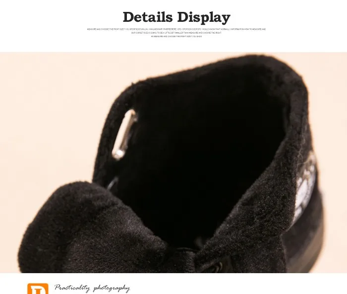 New 2017 Autumn Children Boots Short Plush Warm Shoes Flock Boys Girls Boots Casual Winter Black Gray Rubber Sole Kids Sneakers 491 (11)