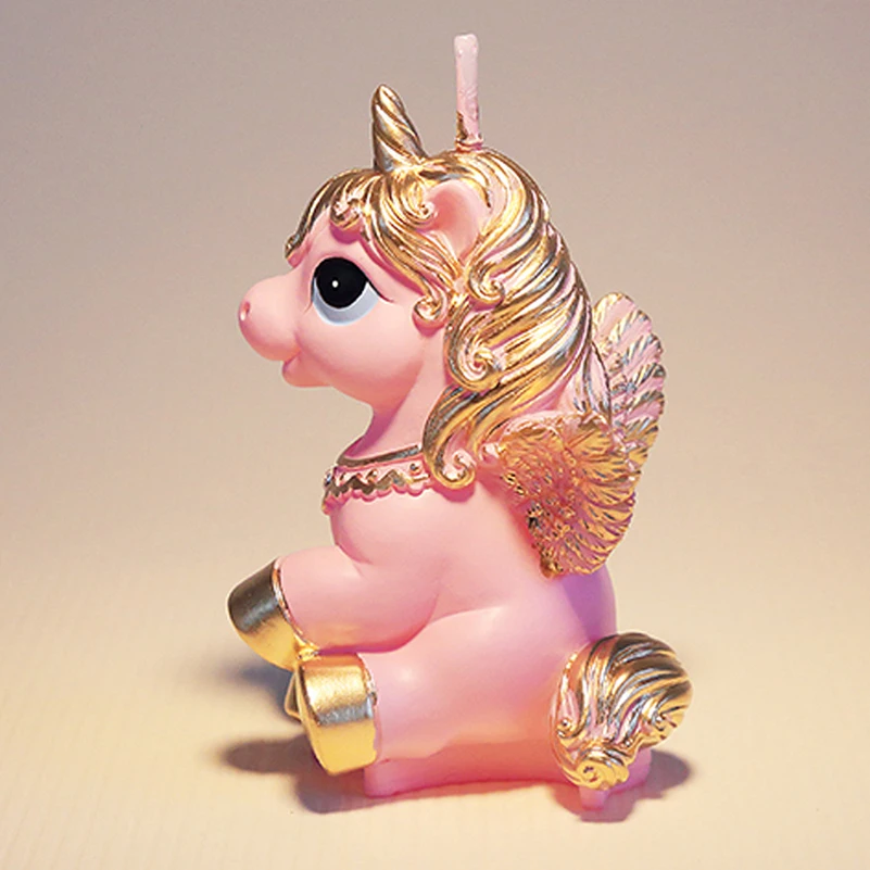 angjiehesh Candela Decorativa per Torta di Compleanno con Unicorno e Cavallo Pink Pegasus-Contraband @ 
