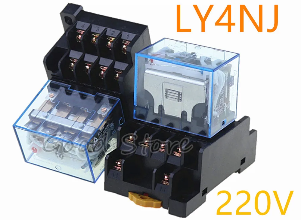 1 комплект LY4NJ HH64P AC 220V DC 14PIN 10A Серебристая контактная катушка реле мощности 4PDT с