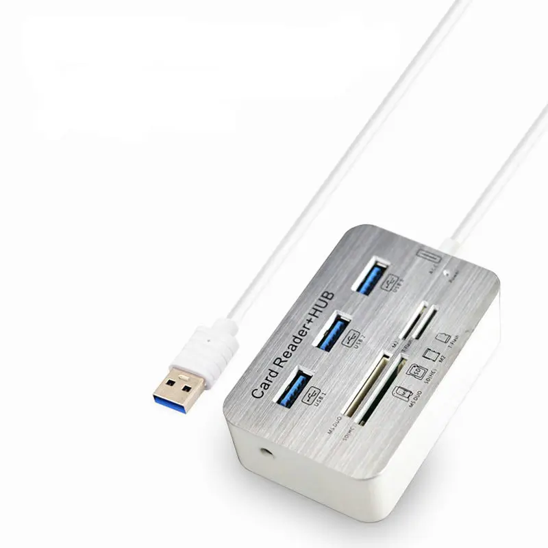 USB HUB Memory Card Reader 3 Port Aluminum USB 3.0 Hub With MS SD M2 TF
