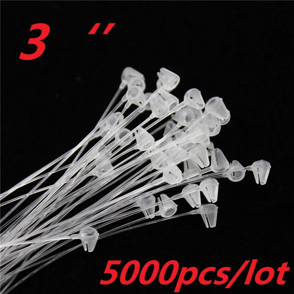 5000pcs/lot 3"transparent string hang tag garment tags loop lock plastic snap fastener for