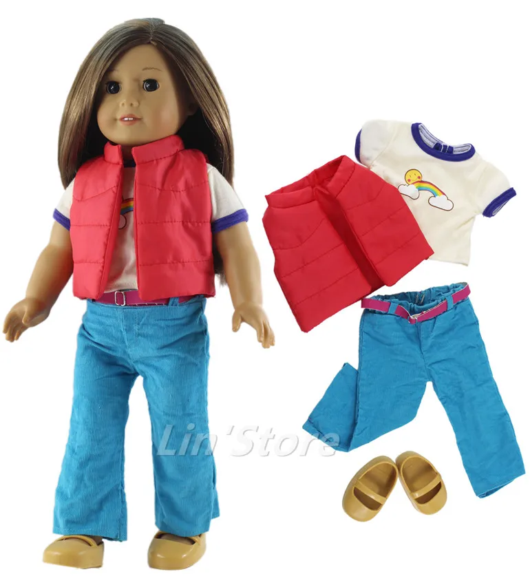 4in1 Set Doll Clothes Outfit Clothes+shoes for 18" inch American Girl