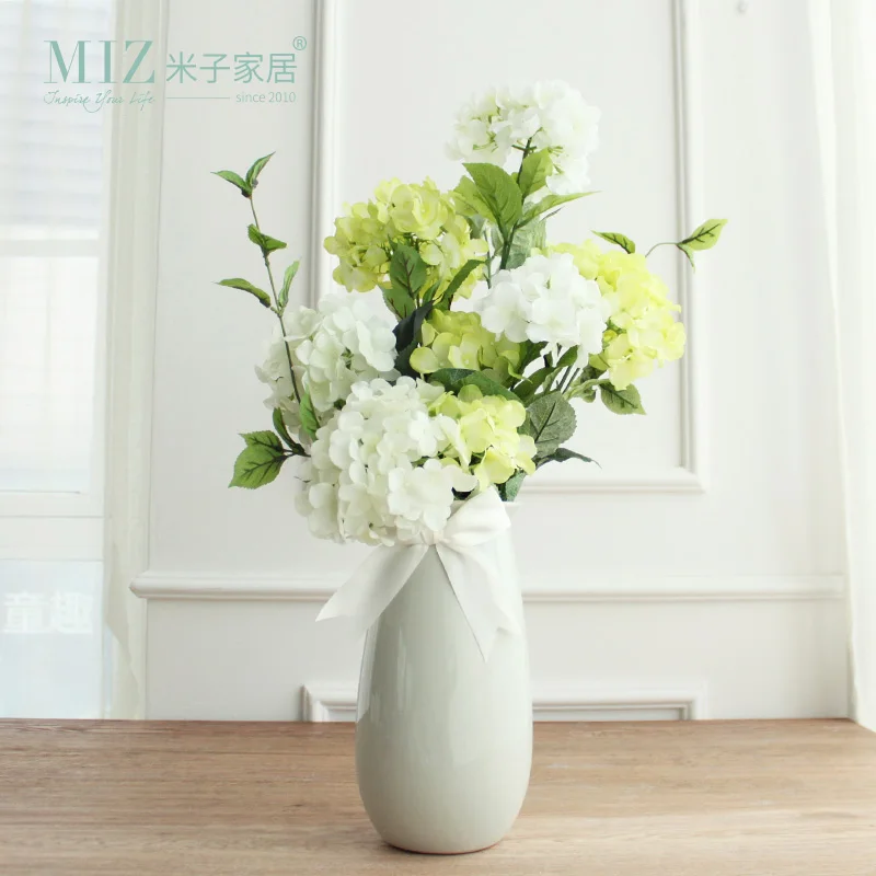 

Miz Artificial Flower and Vase for Home Decoration Artificial Hydrangea Wedding Flower Desktop Vase Silk Flower 4 Branches
