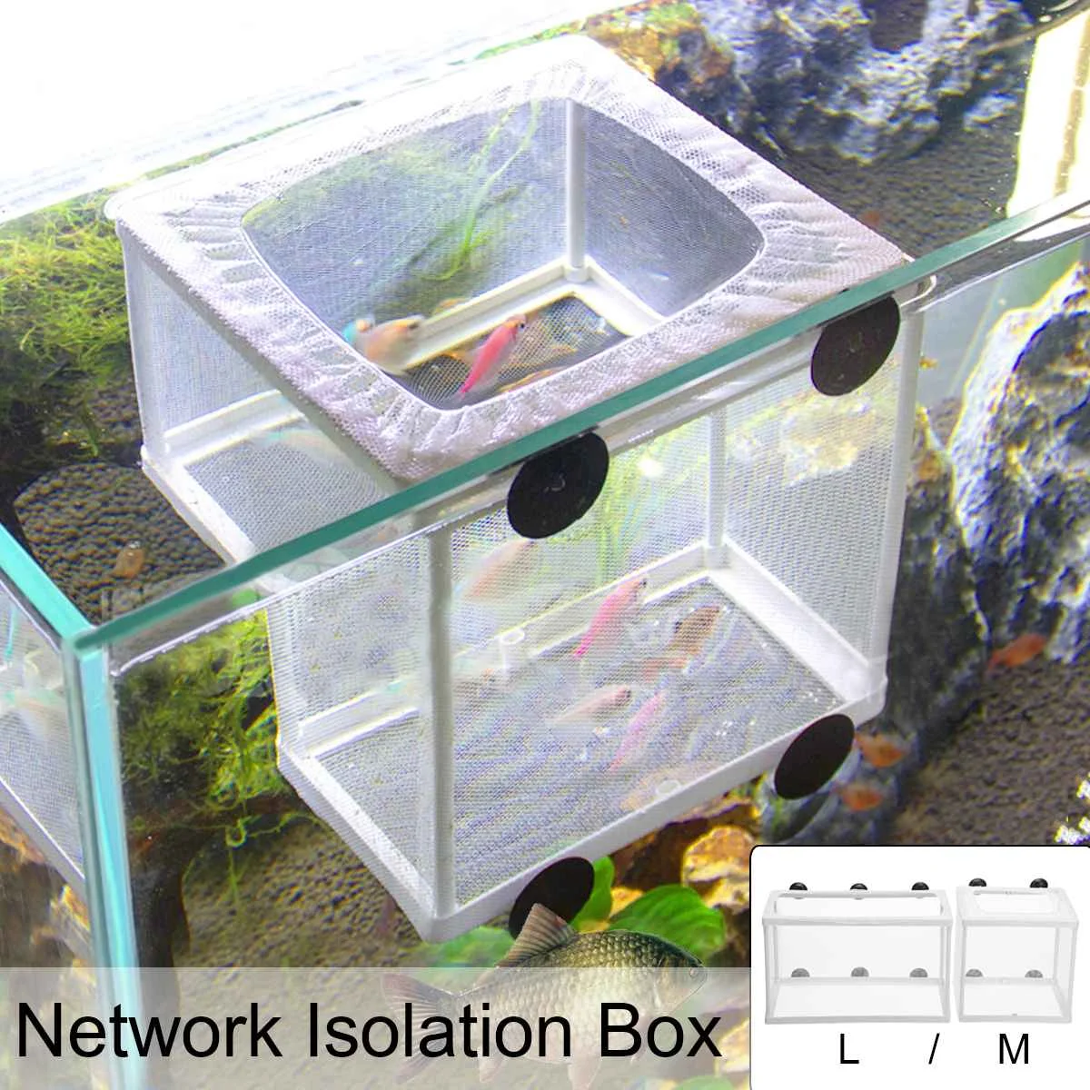 Многофункциональная аквариумная сеть для разведения, коробка для рыб, размер L/M, аквариум с присоской