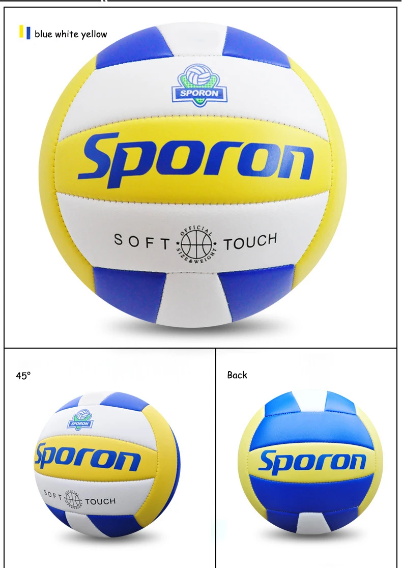 Воздушный шар Volley мяч ПВХ мягкий Профессиональный тренировочный соревновательный мяч 5# пляжный водный гандбол Крытый Открытый Bola De Volei