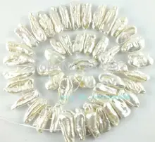 Livraison gratuite Qualité Mode Photo> X17-7x20mm blanc naturel d'eau douce Tusk perle perles en vrac 15''