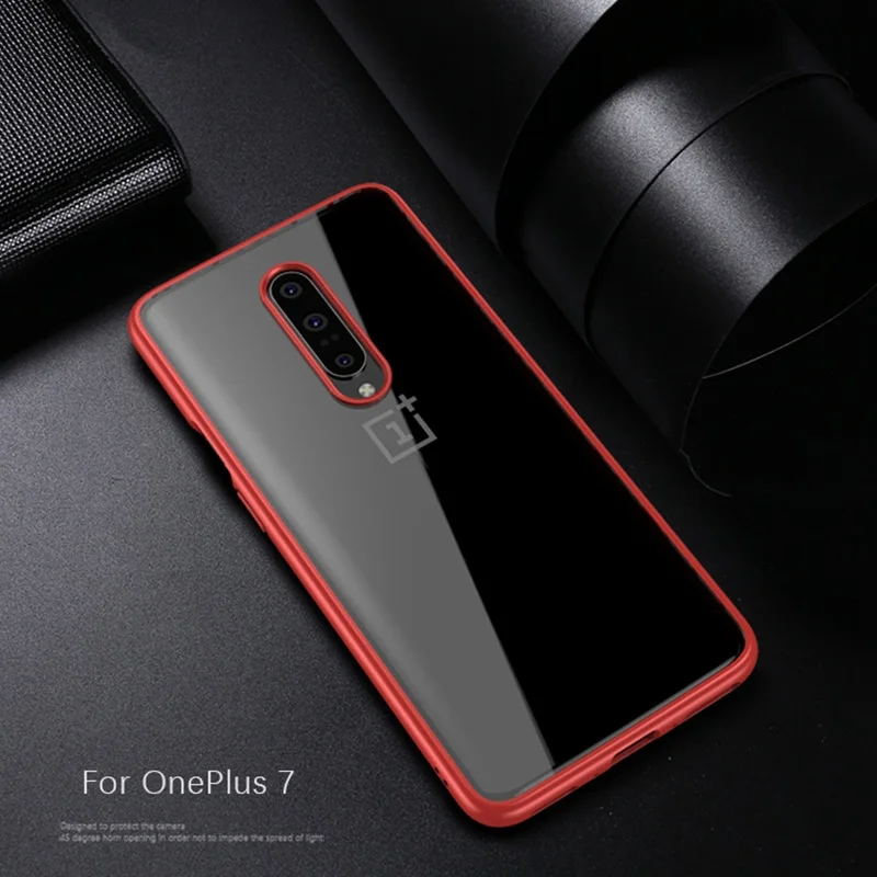 Для OnePlus 7 Чехол IPAKY 7 Pro чехол Прозрачный ударопрочный TPU+ PC Гибридный противоударный чехол для Oneplus 7 Pro Чехол - Цвет: Red