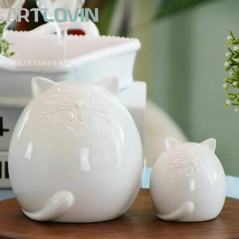 Милые Керамика Миниатюрный кот зеленый фигурки Винтаж Home Decor украшения Maison