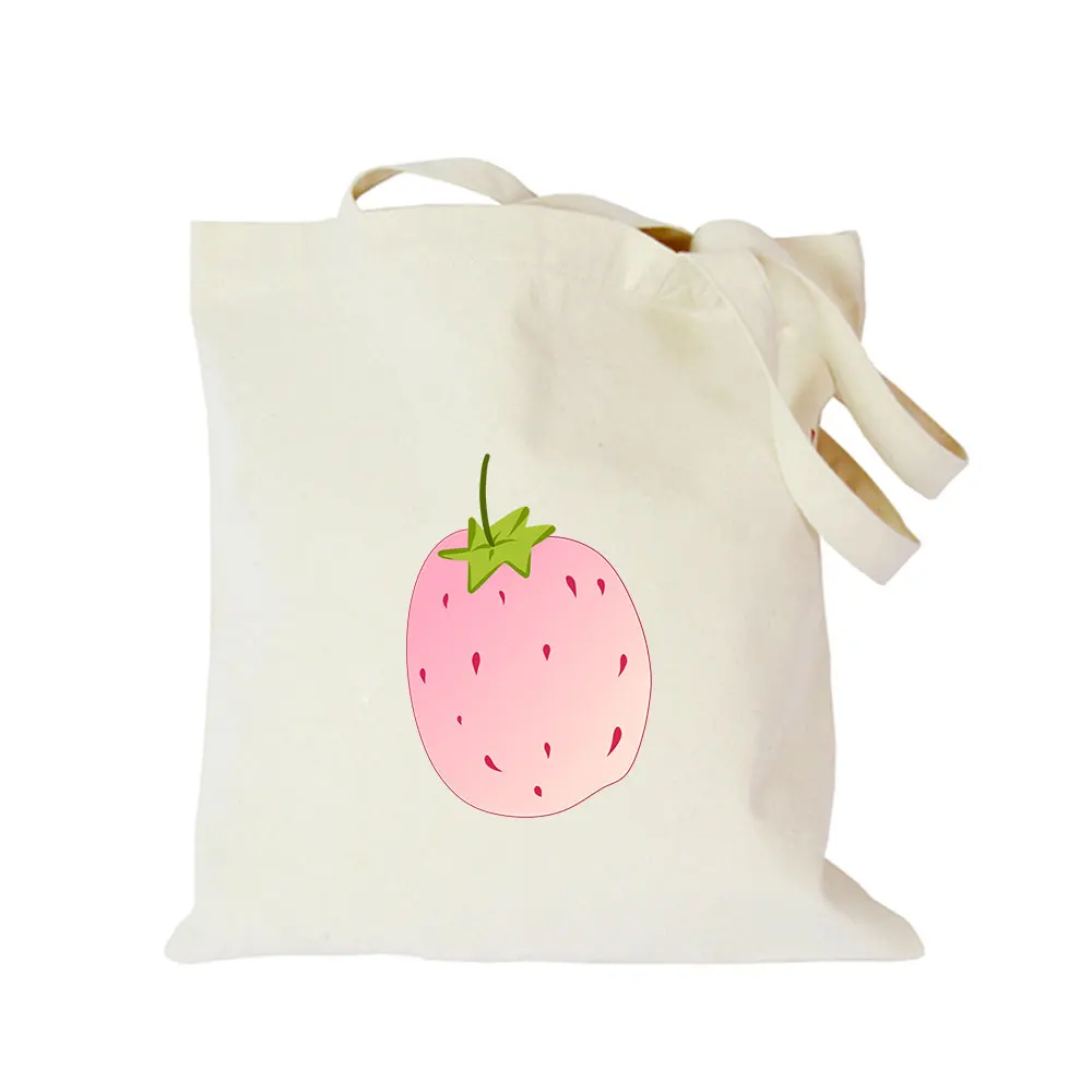 Origina kawaii canvas strawberry custom tote bag customize eco diy logo shopping bag with logo Dachshund Shepherd Dog Poodle (4)