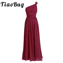 Длинное шифоновое платье подружки невесты TiaoBug es на одно плечо, светильник с бисером, зеленое, черное, бордовое, темно-Фиолетовое, серое платье подружки невесты