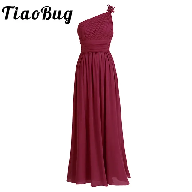 Tiaobug Long Chiffon Bridesmaid Dresses One Shoulder Beading Light Tiaobug Long Chiffon Bridesmaid Dresses One Shoulder Beading Light Green Black Burgundy Dark Purple Gray