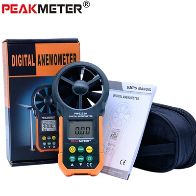 PEAKMETER PM6252A/B USB цифровой анемометр Температура Влажность скорость ветра объем воздуха измерительный прибор с ЖК-подсветкой - Цвет: PM6252A-Withbox