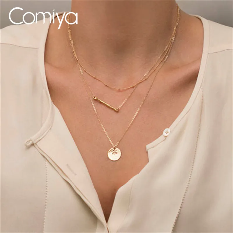 

Comiya Stranger Things Charm 3 Layered Link Chain Long New Coin Simple Triple Necklace Layering Pendant Necklaces Sexy Women