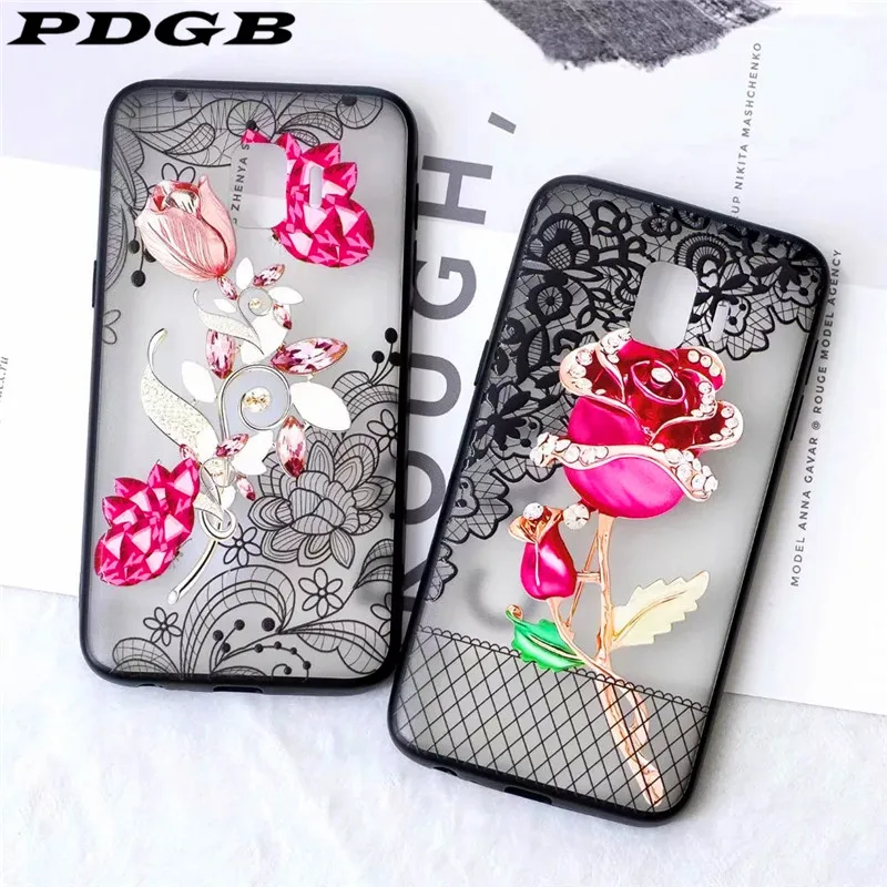 PDGB Прочный ТПУ чехол для Samsung Galaxy S7 Edge S8 S9 Plus Note 9 A750 A3 A5 2017 J3 J5 J7 A8 A6 2018 3D цветы