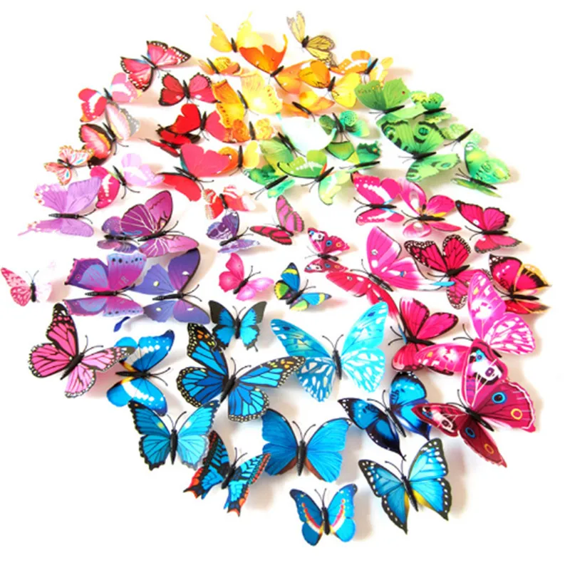 

PVC 3D butterflies creative home wall magnet pin decal hotel room bedroom curtain decoration wall sticker
