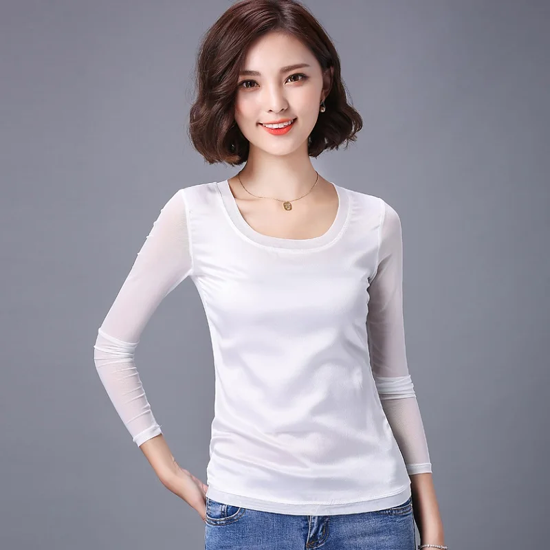 Women shirts Blouses 2016 long sleeve formal chiffon blouses white ...