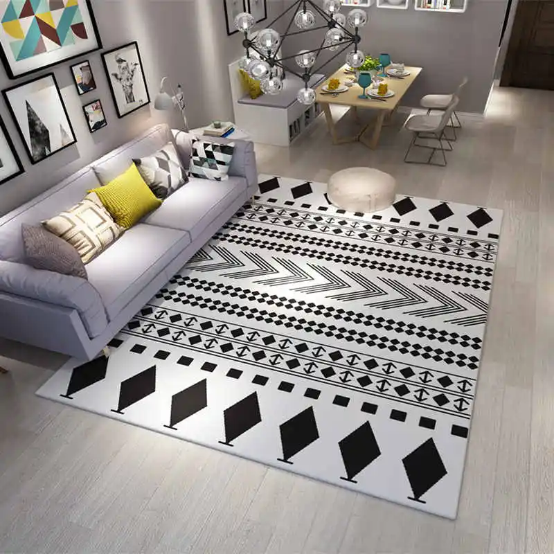 Europe Carpets Large Area Rugs Washable Mat Black White Rectangle