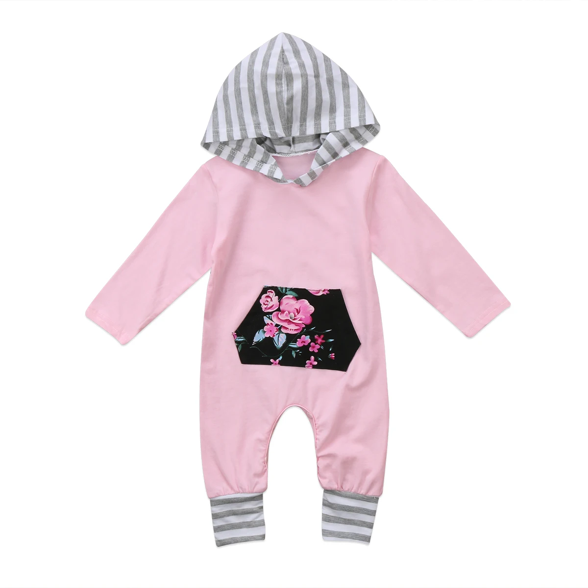 Pudcoco 2018 New Floral baby girls hoodies romper Toddler Infant Girls