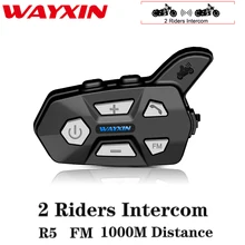 WAYXIN Kask Kulaklık Bluetooth 2 Biniciler Interkom Motosiklet 1 Adet R5 Motosiklet FM Kablosuz Intercomunicador Interkom(China)