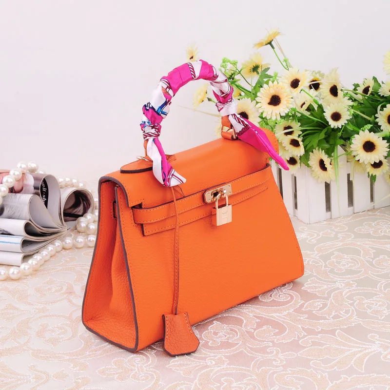 JONON Genuine Leather Bags For Women Famous Brand Designer Handbags Padlock Scarf High Quality Ladies Tote