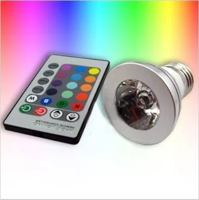 Светодиодный прожектор 16 цветов RGB E27/GU10/E14 AC: 86-265 в MR16 DC: 12 В RGB цветной светодиодный светильник 3 Вт освещение+ 24 ключа ИК пульт дистанционного управления