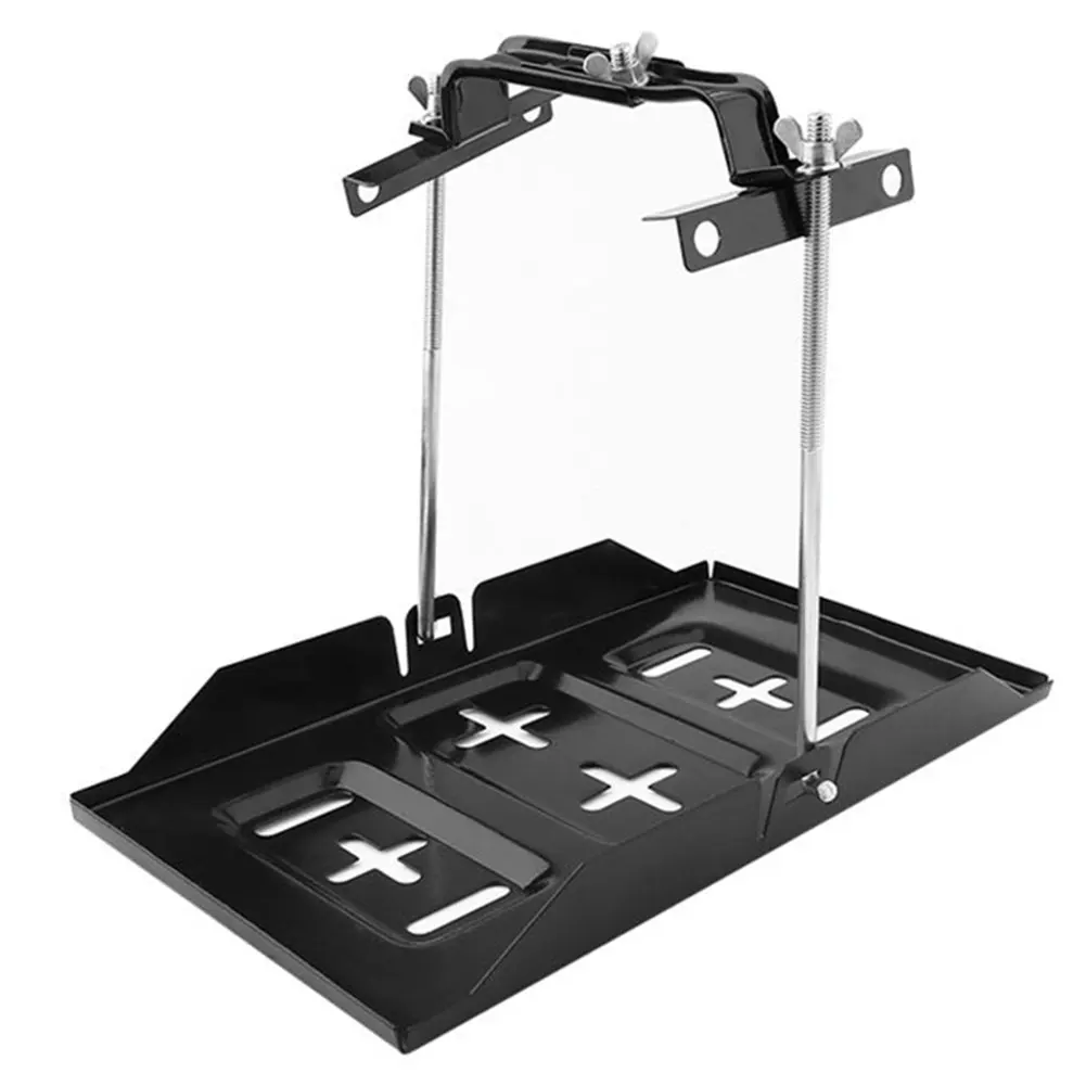 

Recessed Slots Boat Battery Tray Car Auto Accessories Universal Marine Black Rack Hold Down Clamp Stable Bracket Metal Durable