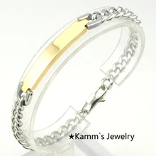 Акция! Модные мужские панк браслеты из нержавеющей стали ID золотые черные браслеты на запястье Wo мужские байкерские Ювелирные изделия Подвески KB111