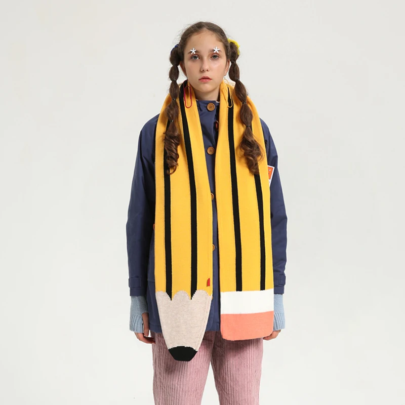

High Quality Original Brand Womens Thicker Lengthened Scarf Autumn Winter Warm Wool Knitted Scarves Double Layer Shawls