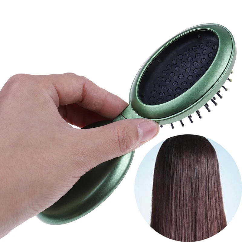 Anti-static Portable Round Pocket Small Size Travel Massage Folding Comb Girl Detangling Hair Brush With Mirror Styling Tools