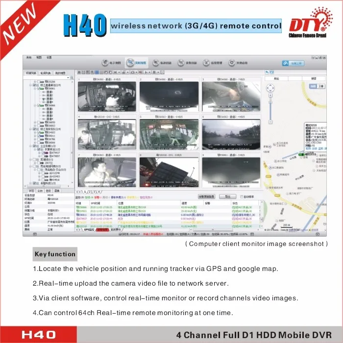 DTY h40-3G (GPS + 3G) 4ch Mobile HDD DVR до 2 ТБ, xmeye DVR