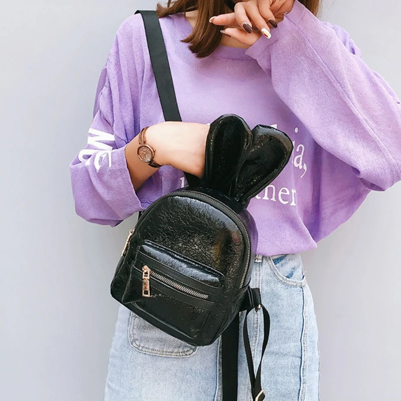 

Fashion Women Girls Cute Rabbit Ear Mini Backpack Travel Schoolbag Rucksack