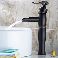 Newly Waterfall Basin Vessel Sink Faucet One Handle Brass Oil Rubbed Bronze Mixer Tap for Bathroom