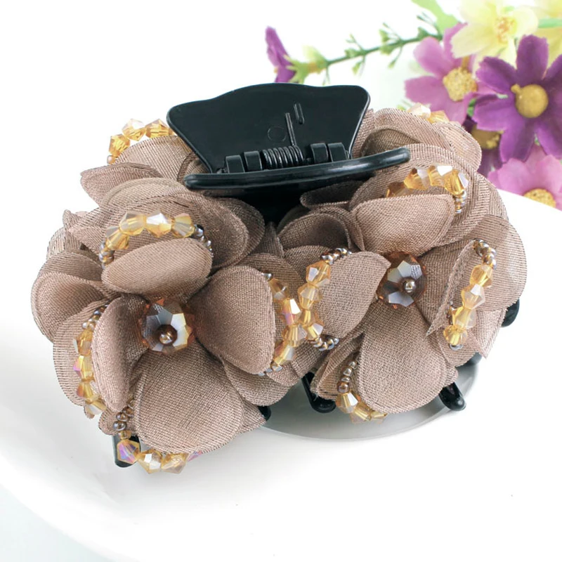 

Plastic Hair Claws Lace Flowers Girls Hair Clips Vintage Hair Jewelry For Women Hair Accessories Crab Headdress Hairpins