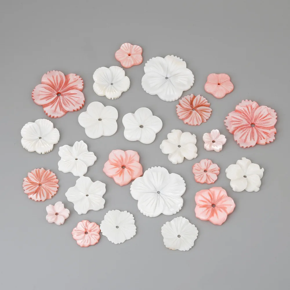 

5PCs Multi-size Laser Cut Natural Shell Flower Charms Pendant for Jewelry Making Findings Fit DIY Bracelets Necklaces