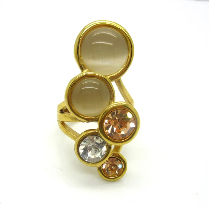 2016 New Style Pink/Blue/White Round Opal Ring Gold Color High-grade Fashion Delicate And Charming Woman Rings Wholesale