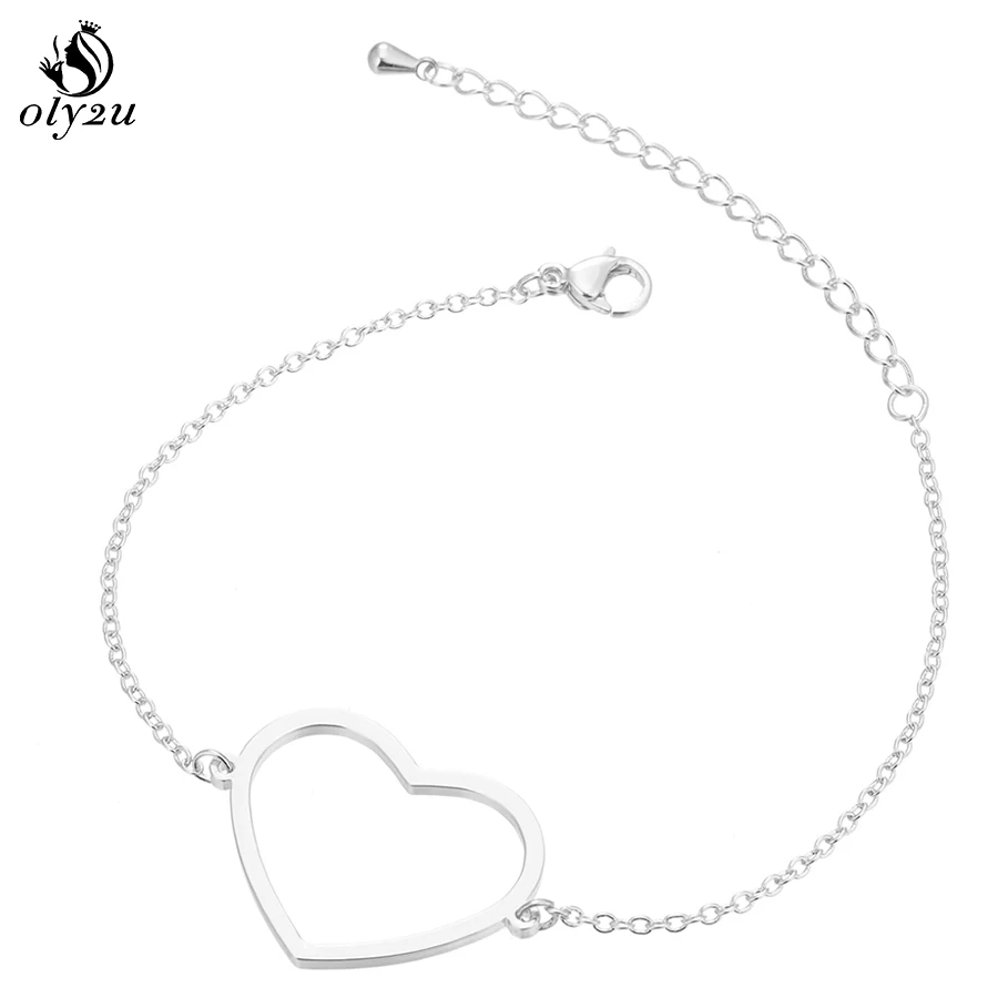 Женские Новое поступление полые браслеты с сердечками из нержавеющей стали Шарм Браслеты Модная бижутерия Браслеты Женские подарки