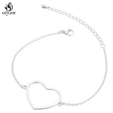 Женские Новое поступление полые браслеты с сердечками из нержавеющей стали Шарм Браслеты Модная бижутерия Браслеты Женские подарки