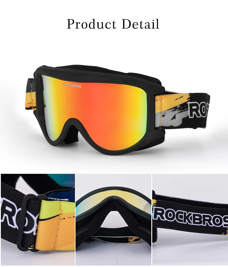ROCKBROS лыжные очки, снежные двухслойные очки для сноубординга, противотуманные лыжные очки, ТПУ оправа, UV400, большие очки для мужчин и женщин