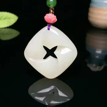

H16#Exquisite Hetian jade square reincarnation pendant