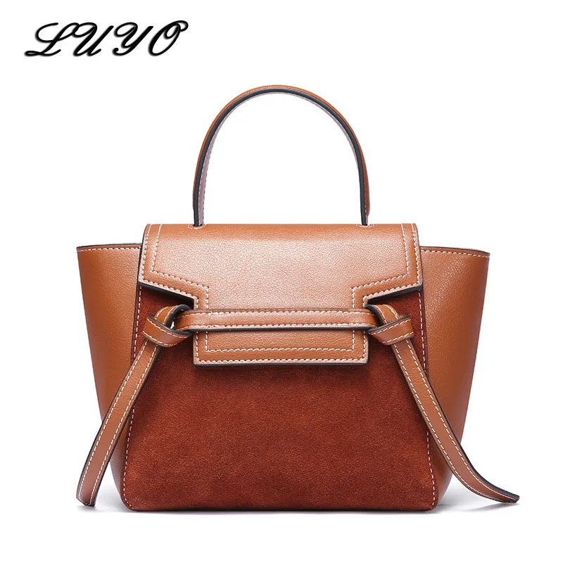 

LUYO High Quality Genuine Leather Suede Bag Female Trapeze Luxury Handbags Women Shoulder Bags Designer Girl Messenger Replicas