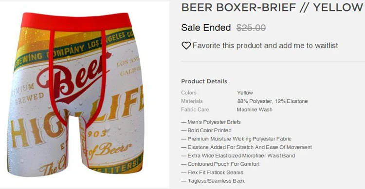 New! Men's Underwear Long Leg Boxer Beer High Life / Bacon / Pizza / French Fries ~ NO BOX 4