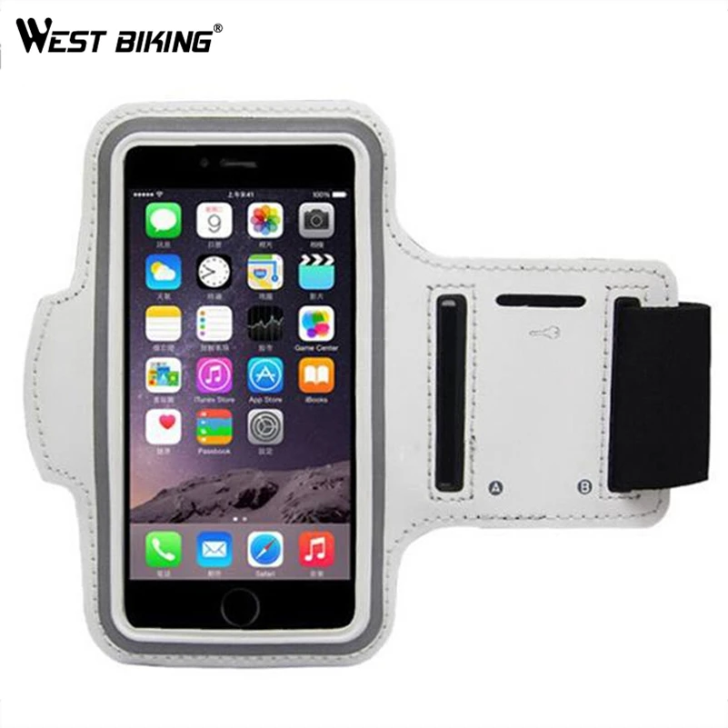 

WEST BIKING Running Bags 5.5 inch Adjustable Belt Wrist Strap Fitness Bag Armband Arm Band Cover Running Bag