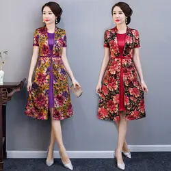 2019 Qipao новый короткий рукав стоячий воротник среднего стиля Xiaoqing свежий кружева ежедневно Cheongsam модифицированное платье один замена волос