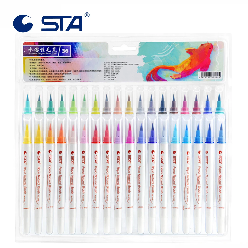 STA 36 цветов Премиум картина мягкая ручка набор акварельные Маркеры Ручка эффект лучший для цвета ing книги манга комикс каллиграфия