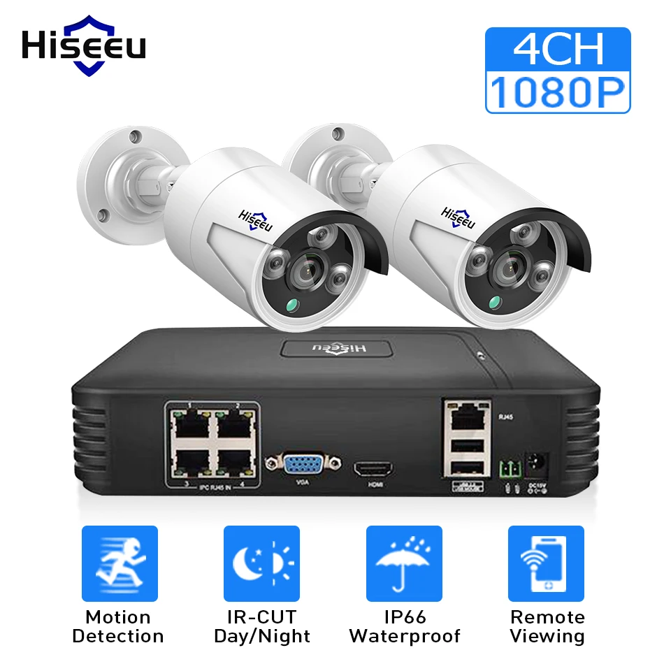 4CH 1080P POE NVR комплект CCTV система с 2 шт ip камера наружная Водонепроницаемая домашняя